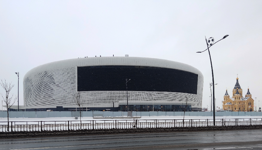 Outdoor screen of the Ice Sports Arena in Nizhny Novgorod, Russia
